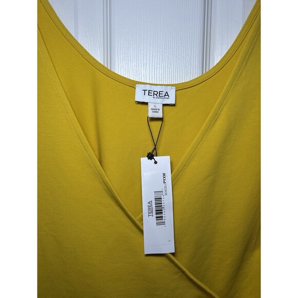 TEREA Women's Kiara Peplum Surplice Tank Top Yellow Size Large NWT - Picture 3 of 7